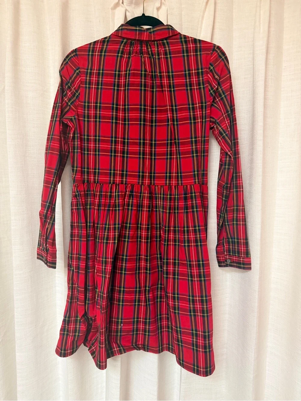 J. Crew Red Tartan Plaid Long sleeve button front shirt Dress women’s size 6